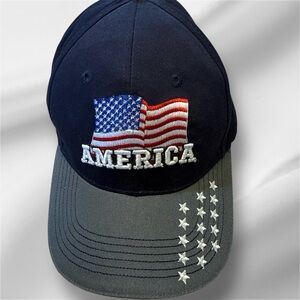 America Embroidered American Flag Hat Blue Adjustable Baseball Cap Veteran